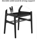 Wishbone Chair, Solid Wood Armrest Woven Seat Chair, Kitchen & Dining Chair, Wishbone Y Black Chairs - Set of 1 (Ash Wood - Black)