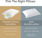 Cooling Pillow for Side Sleeper Shredded Memory Foam Standard Size Set of 2 Firm Support Sleeping Bed Pillows Stomach Back