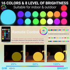 50CM/20-inch Large LED Globe Orb Light, Rechargeable LED Ball Light, Dimmable 16 RGB Colors Globe Floor Lamp w/Remote, Indoor/Outdoor Waterproof Glowing Orb Mood Lamp for Home Garden Patio Party