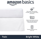 Amazon Basics Lightweight Pleated Bed Skirt, Twin, Bright White, Solid