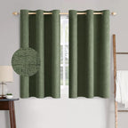 MIULEE 100% Blackout Linen Textured Curtains for Bedroom Solid Thermal Insulated Olive Green Grommet Room Darkening Curtains & Drapes Luxury Decor for Living Room Nursery 42 x 63 Inch (2 Panels)