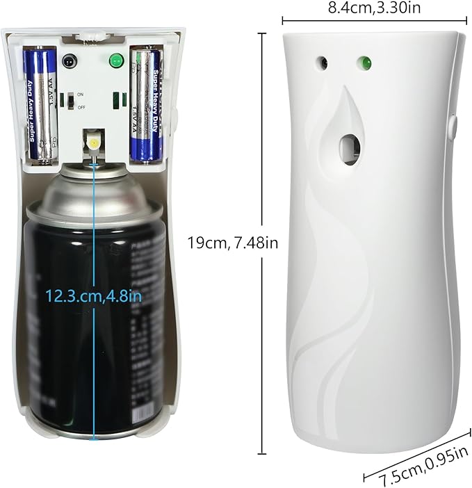 2PCS Automatic Air Freshener Spray Dispenser,Free Standing or Wall Mounted Automatic Fragrance Dispenser-Commercial and Home Use-Multiple Time Scent/Mist Release Settings for Room Sprayer (White)