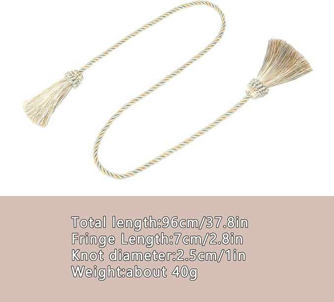 Fenghuangwu Curtain Tiebacks Handmade Decorative Curtain Holdbacks Rope with Tassel (Mix Blue, 4P)