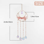 Pink Gemstone Large Moon Dream Catcher Chakra Tree of Life Dream Catcher with Crystals and Prismatic Glass Pendant Handmade Dreamcatcher Suncatcher Wall Decor for Adults Bedroom Garden Bless Gift