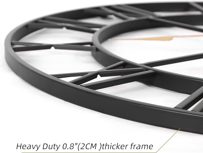 INFINITY TIME 30 Inch Wall Clocks for Living Room Decor, Oversized Modern Black Metal Roman Numeral Wall Clock Decorative(Gold Hands)