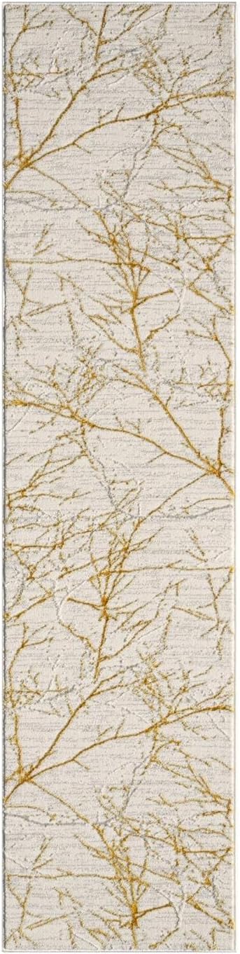 LUXE WEAVERS Sunset Collection 372 Gold 2x8 Modern Abstract Area Rug