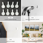 HPINUB Boho Sunflowers Landscape Framed Canvas Wall Art Set,Nature Pine Tree Wall Decor,Abstract Flowers Artwork Rustic Mountain Misty Forest Art Print for Living Room,Bedroom,Office-16 x24 x3