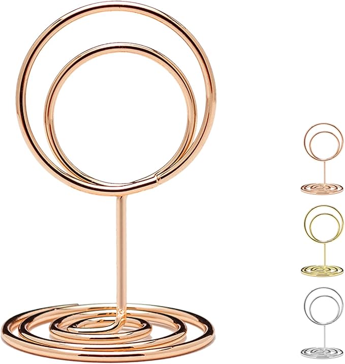 20Pcs Table Number Holders, Place Card Holder, Mini Table Card Holders, Cute Picture Holder Photo Holders for Wedding Reception Party, Table Centerpieces (Rose Gold)