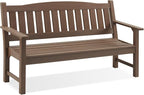 Psilvam 3-Person Outdoor Memorial Bench, All-Weather Poly Lumber Garden Bench, Rot-Resistant Outdoor Patio Bench for Park,Porch,and Church(Brown)