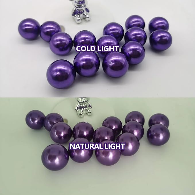 100PCS Purple Faux Pearls Beads for Centerpiece Vases, Vase Filler Faux Pearls, No Holes Filler Beads for Party Anniversary Birthday Wedding Table Decor, 14/20/30mm