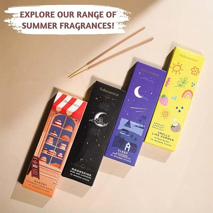 Folkulture Incense Sticks for Home | Pack of 75 (8") Insence-Sticks for Meditation with 45 Mins Burn Time | Organic Insence Aromatherapy Lavender Inscents-Stick | Non Toxic Inscent for Gifts for Her