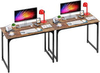 PayLessHere | 39 Inch Computer Desk | Brown | Office Desk with Metal Frame, Adjustable Feet | Water-Resistant, Scratchproof Surface | Sturdy Writing Table for Home Office or Study | Pack of 2