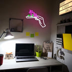 Holding Neon Sign for Berdroom Hand Neon Light Green Leaf Neon Light Sign for Wall Decor Gesture LED Neon Signs for Beer Bar Man Cave Living Room Hotel Pub Recreation Room Art Wall Decoration