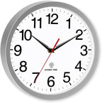 Atomic Wall Clock Modern 12 Inch Battery Operated Silent Non Ticking Analog Clock Decorative for Bedroom Kitchen Bathroom Office Home Living Room (Silver)