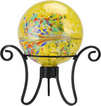 10 Inch Gazing Ball Glass Reflective Garden Globe Outdoor Gazing Globe Yard Ornament for Garden Yard Home Outdoor Decoration Yellow（NOT Solar