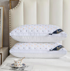 Bed Pillows (Queen Size) (Pillow Set of 2) Soft Down Luxurious Hotel Collection Gusseted Square Perfect Comfortable Soft Supportive Stomach Side Back-Sleepers Extraordinary Pain Relief