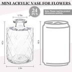 Honeydak Set of 24 Plastic Bud Vases, Vintage Decorative Mini Flower Vases Bulk for Table Centerpieces, Wedding Reception, Home Decor, Housewarming Gifts(Geo-Diamond)