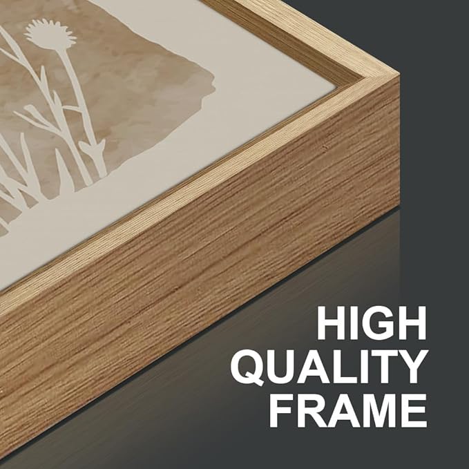 SIGNINART Boho Botanical Framed Canvas Wall Art Set, Neutral Wildflower Wall Decor, Vintage Floral Wall Painting, Art Print for Farmhouse Living Room, Bedroom, Office, Bathroom 16"x24"x3