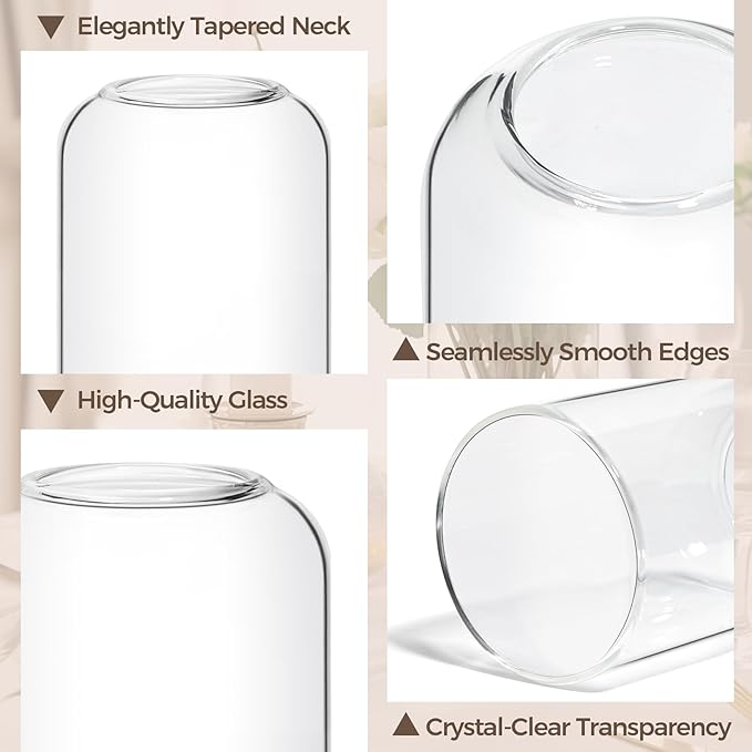 ComSaf Small Flower Vase Set of 15, Glass Bud Vases in Bulk, Clear Vases for Flower, Decor Centerpiece for Bathroom, Decorative Vases for House Warming, Valentines' Day, Mother's Day, Thanksgiving Day