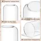ComSaf Small Flower Vase Set of 15, Glass Bud Vases in Bulk, Clear Vases for Flower, Decor Centerpiece for Bathroom, Decorative Vases for House Warming, Valentines' Day, Mother's Day, Thanksgiving Day