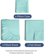 Twin Size 3 Piece Sheet Set - Comfy Breathable & Cooling Bed Sheets Set - Hotel Luxury Bedding for Women, Men, Kids, Teens, Boys & Girls - Deep Pockets, Ultra-Soft, Wrinkle Free - Oeko-Tex - Spa Blue