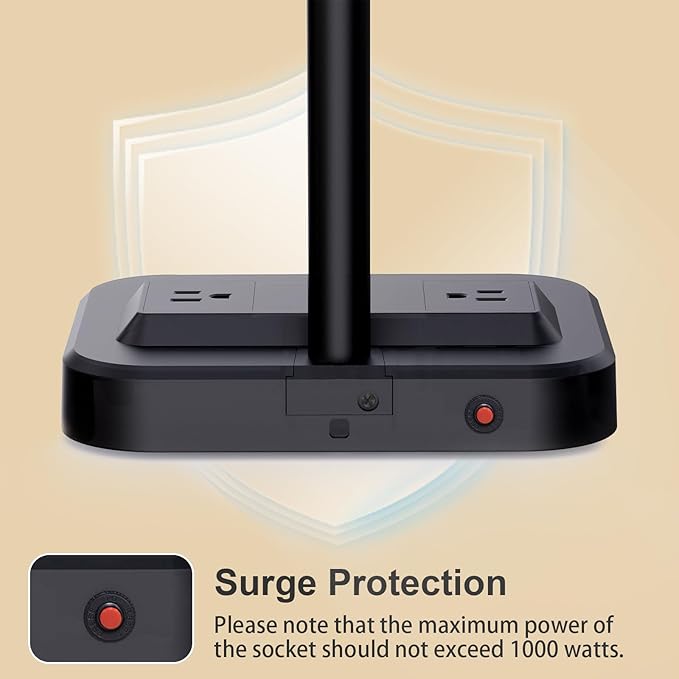 LED Desk Lamp with USB Charging Port: Eye-Care Technology - 1 Type-C, 1 USB-A Charging Port, 2 AC Power Outlets, Desk Lamps for Home Office, Study, Bedroom