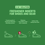 SmellWell - 3-Pack Scented Shoe Deodorizer Inserts - Odor Eliminators - Activated Bamboo Charcoal + Minerals - Natural Freshenes for shoes, bags, gloves - 6 x 1.8oz Original Size Camo Green