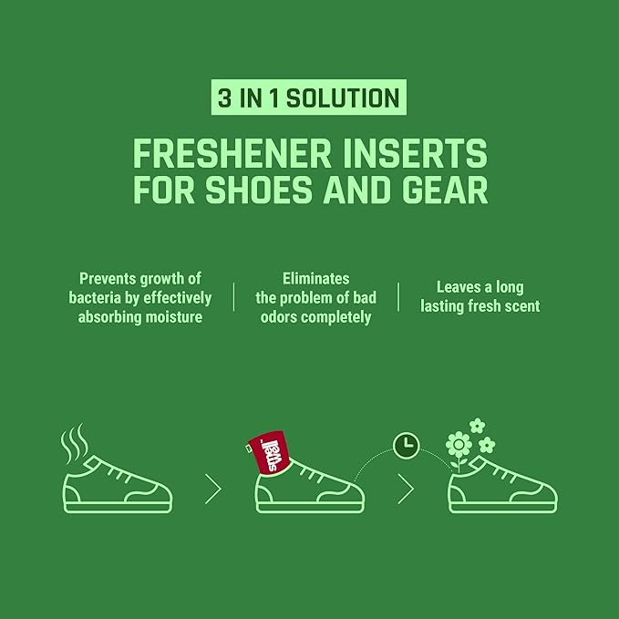 SmellWell - 3-Pack Scented Shoe Deodorizer Inserts - Odor Eliminators - Activated Bamboo Charcoal + Minerals - Natural Freshenes for shoes, bags, gloves - 6 x 1.8oz Original Size Camo Green