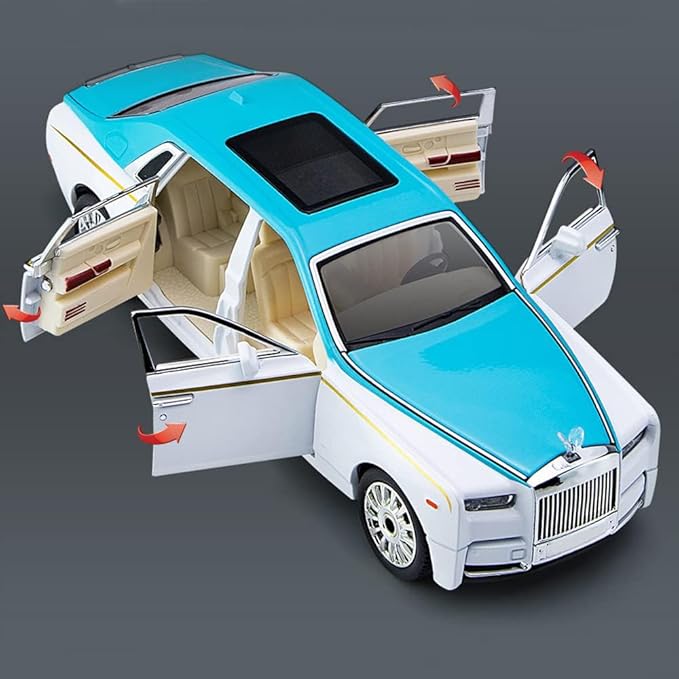 1/24 Diecast Car Model Rolls-Royce Phantom Toy Car, Alloy Collectible Phantom Replica Pull Back Model Car Vehicles with Sound and Light for Kids Boys Girls Birthday Gift