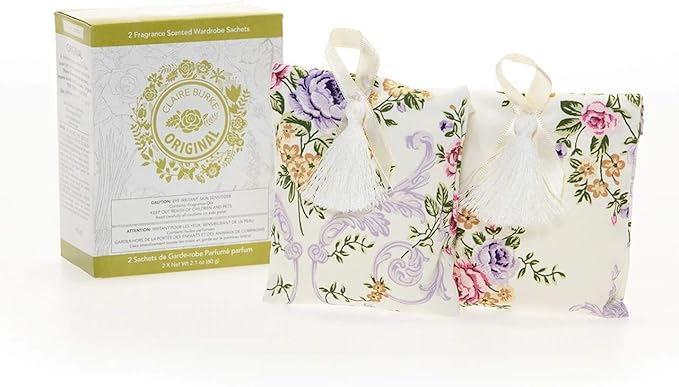 Claire Burke Scented Sachets Original Fragrance for Drawers and Closet, Floral Scent, 2 ct