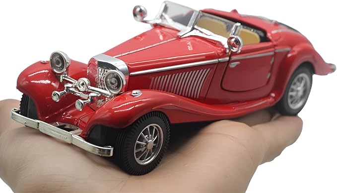 1:28 Scale Pullback Diecast Metal Antique Classic Model Cars Collectible Toy Gifts (Red,Length 6.5in/16.8cm)