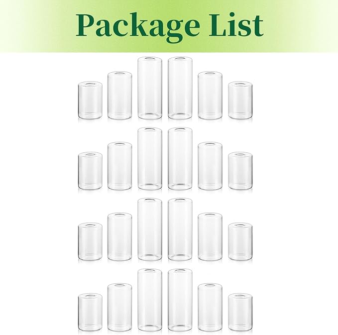 Small Glass Bud Vases for Centerpieces – Hewory 24pcs Clear Blown Single Flower Vases Bulk, Modern Mini Cylinder Vase Set for Wedding Anniversary Birthday Party Events Home Living Room Table Decor