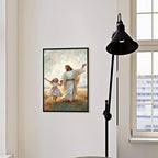 XWNLTEPK Dancing Day Christian Painting Jesus With Girl Christian Wall Art Bible Jesus Dancing With Little Girl Print Canvas Wall Art Poster