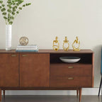 Sandstone Resin Thinker Style Abstract Sculpture Statue Collectible Figurines Home Office Bookshelf Desktop Decor (Small Gold, Focus)