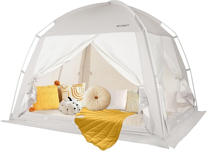 Bed Tents Canopy Bed–Privacy Dream Tent for Cozy Indoor Sleeping, Light-Reducing,and Breathable, with 4 Doors Floor Tent Bed–Available in Twin, Full, and Queen Sizes