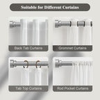 Oneach Silver Curtain Rods for Windows 66 to 120 Inch, 1 Inch Pole Adjustable Length Heavy Duty Metal Curtain Rod Set, for Outdoor Bedroom Kitchen Living Room (16 to 120 Inch)