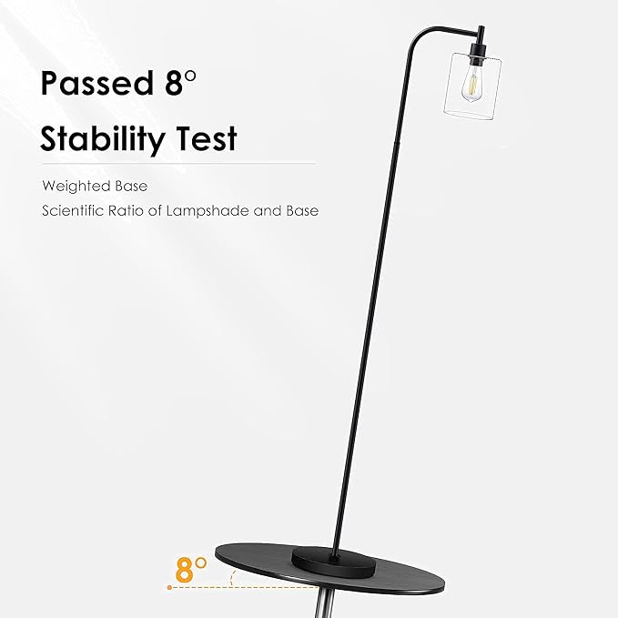 BoostArea Standing Lamp with Glass Shade, Modern Industrial Floor Lamp with Foot Switch, Bright 6W LED for Living Room and Bedroom