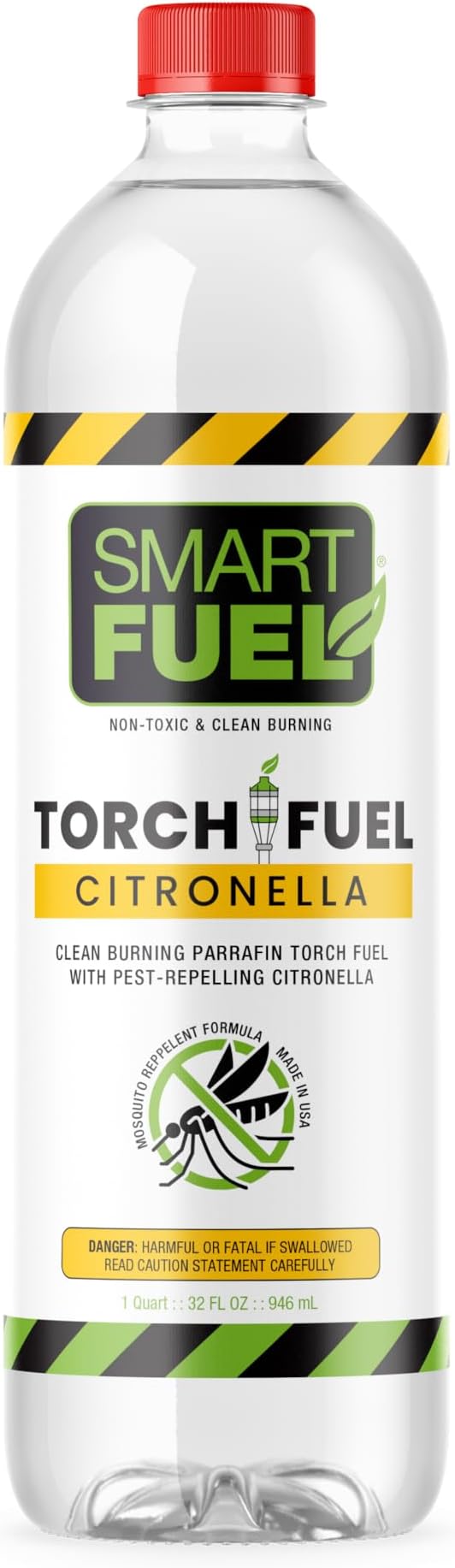Smart Fuel Citronella Torch Fuel - Clean Burning, Biodegradable Formula with Extended Burn Time, Ideal for Oil Lamp, Tiki Torches for Outside Gatherings – 1 Quart, Pack of 1