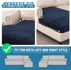 H.VERSAILTEX Velvet Stretch Individual Chaise Cover Sectional Couch Covers for L Shaped Sofa Both Left/Right Furniture Protector Seat Cushion Sofa Cover (1 Piece Chaise Cover, Navy)