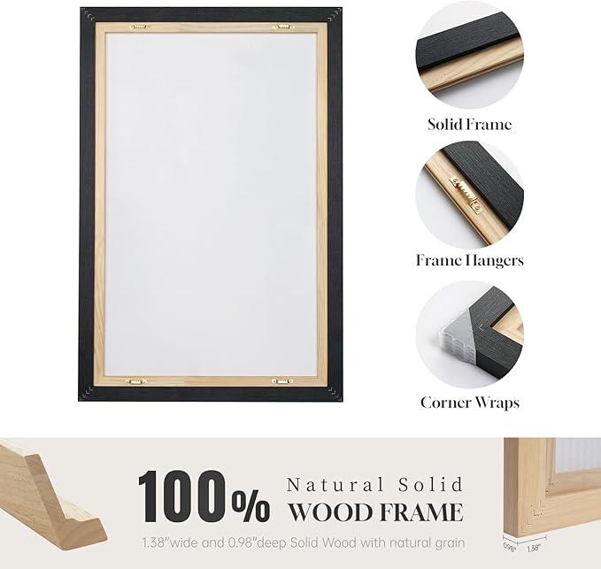 Framed Green Abstract Canvas Wall Art, Modern Art Prints Paintings Artwork for Walls, Minimalist Dark Sage Green Pictures for Living Room Dining Room Bedroom Office Bathroom Wall Decor 24x36 In