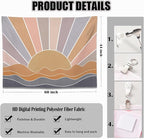 keowhsf Boho Sun Mountain Tapestry Wall Hanging - Retro 70s Vintage Rainbow Sunrise Sunset Design, Abstract Geometric Hippie Art Tapestry for Bedroom, Living Room & Dorm Decor