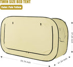 Bed Tent Twin Bed Canopy Portable Dream Tent for Adult Indoor Sleeping Tents with 2 Doors Breathable Private Space Tents, Pale Yellow