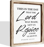 Christian Wooden Wall Sign, Front Door Signs Decor, Home Decor for Porch, Framed Wall Plaque Sign 15 * 11.5 inches, Housewarming Gift, This is the Day that the Lord had Made