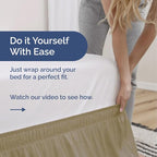 Wrap Around Dust Ruffle Bed Skirt - Khaki - for Full Size Beds w/ 15 Inch Drop - Easy Fit Elastic Strap - Adjustable Pleated Bedskirt w/Brushed Fabric - Wrinkle Free - for Women, Men, Kids & Teens