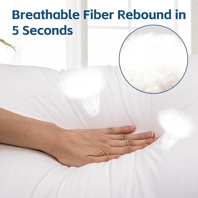 Wansimoo Bed Pillows for Sleeping King Size Set of 4,Comfortable Hotel Cooling Pillows 4 Pack,Soft & Support Pillows for Back, Stomach or Side Sleepers