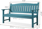 Psilvam 3-Person Outdoor Memorial Bench, All-Weather Poly Lumber Garden Bench, Rot-Resistant Outdoor Patio Bench for Park,Porch,and Church(Blue)