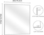 YIROMAN Bathroom Mirror 30"x36", Brushed Silver Bathroom Mirror for Over Sink with Aluminum Frame, Rectangular Vanity Mirror with Right Angles, Wall Mirror Hangs Horizontal or Vertical, Shatterproof