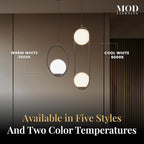 𝗠𝗢𝗗 𝗟𝗜𝗚𝗛𝗧𝗜𝗡𝗚 Jewels & Pearls Nordic Modern Pendant Light - Globe Dimmable Ceiling Light Perfect for Kitchen, Bedroom, Dining & Living Room - LED Light - 1 Pack (Black, Circle, Cool White)