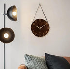 Kesin Wall Clock 10 Inch Silent Wooden Wall Clock Battery Operated Hand Made Retro Fashion Clock with Rope Hanging Decorative for Living Room,Kitchen,Bedroom,Office