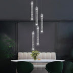 5 Light Mini Chandelier LED Pendant Lighting for Kitchen Island Modern Bubble Crystal Pendant Light Adjustable Pendant Light Fixture Chrome Ceiling Handing Lights for Dinning Room Bedroom 2700K 6000K